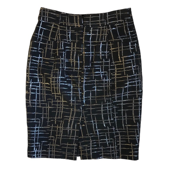 Calvin Klein Skirt Black Metallic Silver Lined Size 4 - Picture 3 of 6